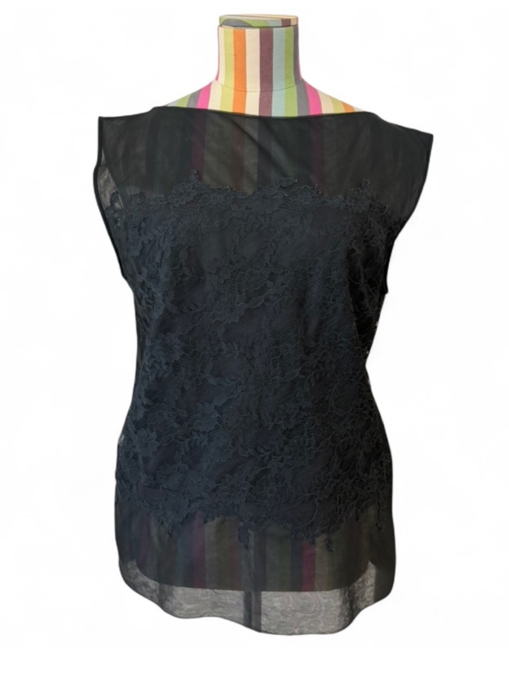 True Vintage Henson Kickernick Unique Lace Sheer Panel Slip Top
